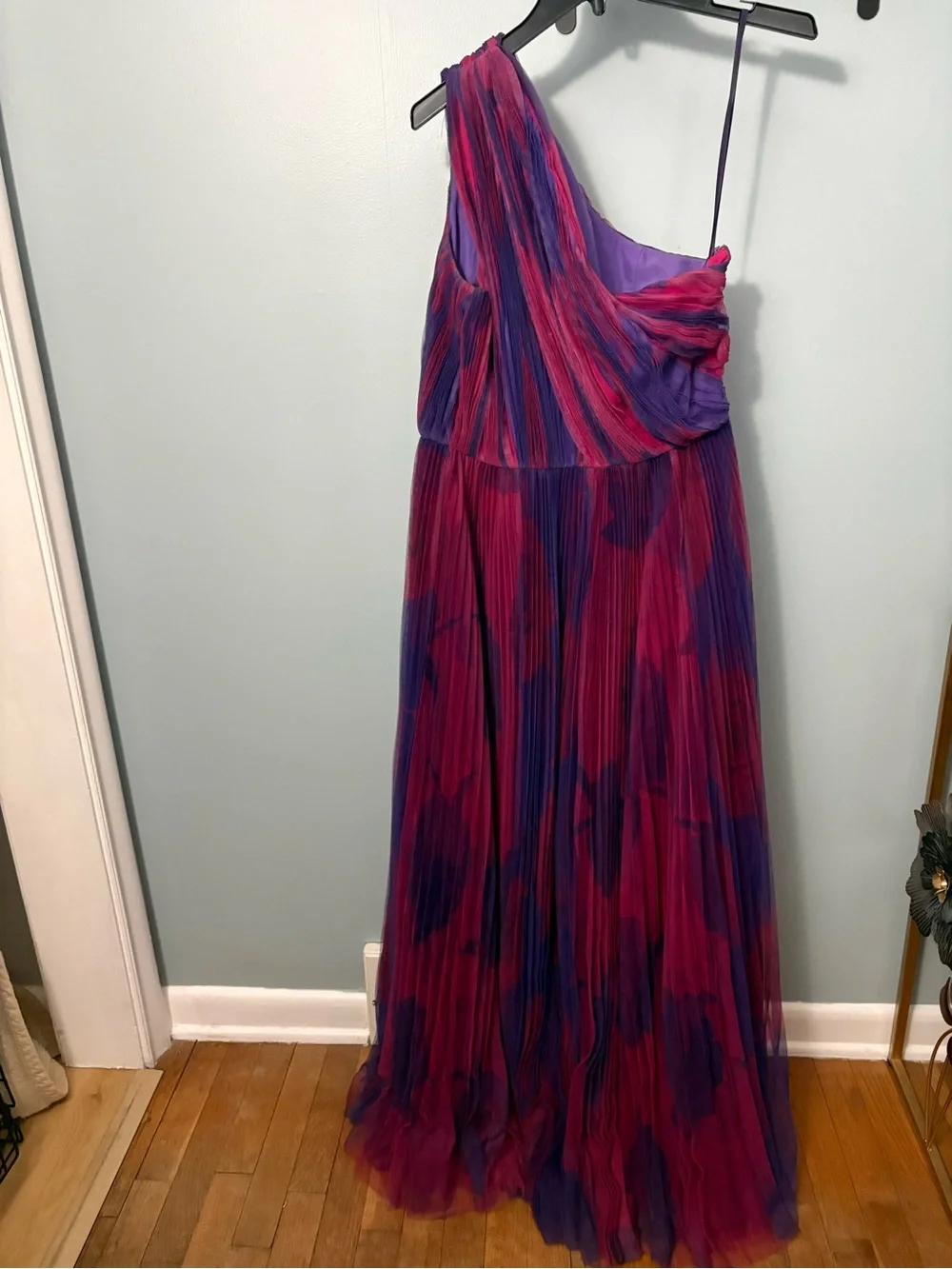 Hutch One-Shoulder Pleated Maxi Dress in Purple and Pink - Picture 4 of 5